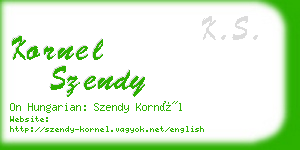 kornel szendy business card